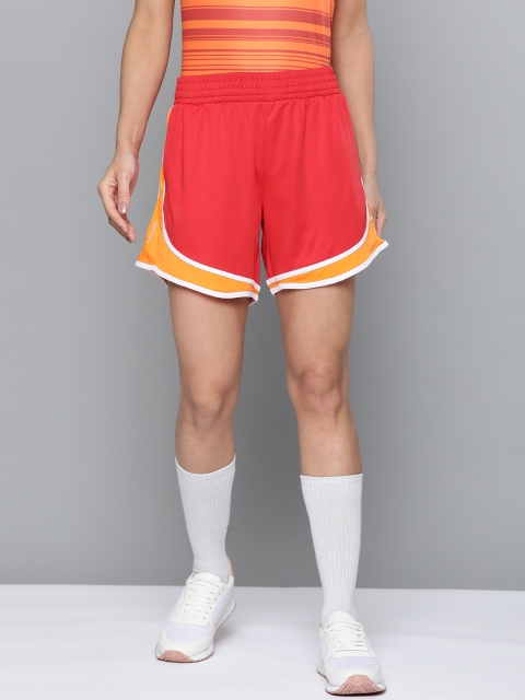 

HRX by Hrithik Roshan Women High Risk Red Colourblocked Rapid-Dry Football Shorts
