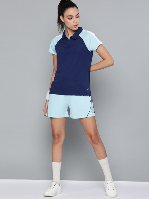 

HRX by Hrithik Roshan Women Crystal Blue Solid Regular Fit Rapid-Dry Racket Sport Shorts