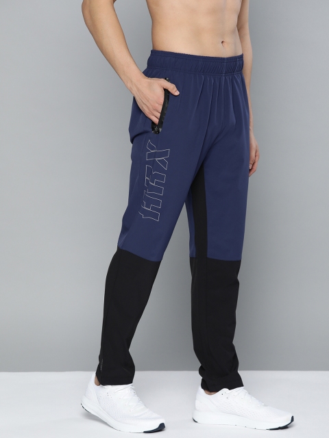 

HRX by Hrithik Roshan Men Navy Blue & Black Colourblock Rapid-Dry Training Track Pants