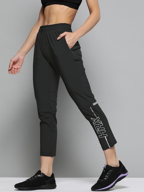 

HRX by Hrithik Roshan Women Anthra Melange Solid Melange Rapid-Dry Training Track Pants, Black