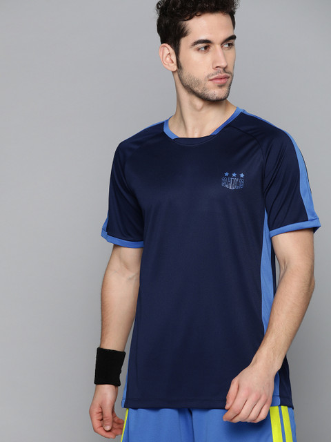 

HRX by Hrithik Roshan Men Medieval Blue Solid Rapid-Dry Football T-shirt, Navy blue