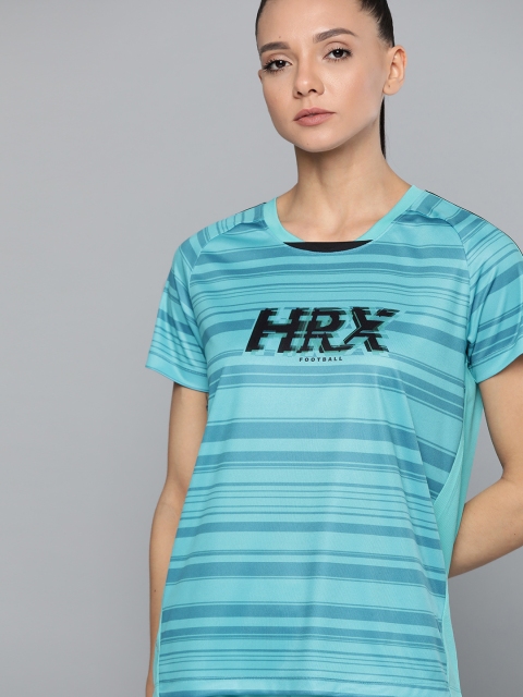 

HRX by Hrithik Roshan Women Peacock Blue Brand Logo Rapid-Dry Football T-shirt