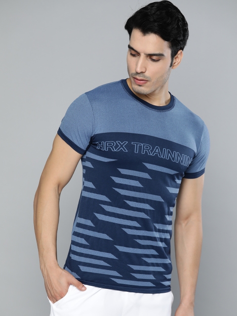 

HRX by Hrithik Roshan Men Blue Solid Seamless Rapid-Dry Running T-shirt