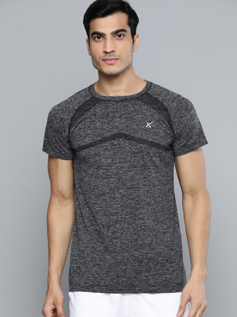 

HRX by Hrithik Roshan Men Black Melange Solid Seamless Rapid-Dry Yoga T-shirt, Charcoal