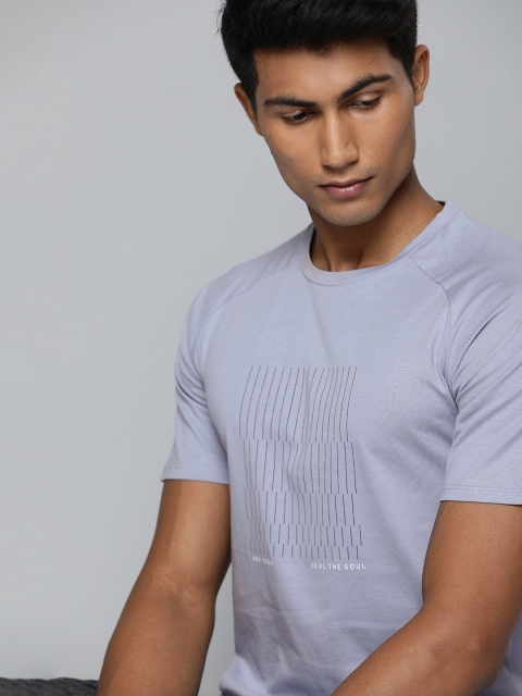 

HRX by Hrithik Roshan Men Blue Solid Organic Cotton Bio-Wash Yoga T-shirt