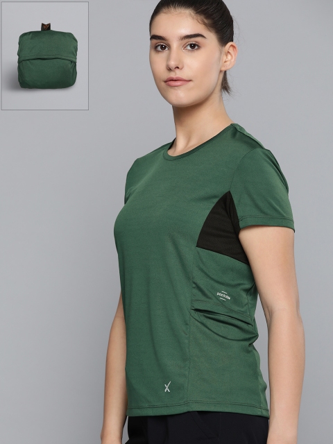 

HRX by Hrithik Roshan Women Jungle Green Solid Rapid-Dry Outdoor Packable T-shirt