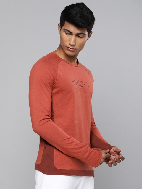

HRX by Hrithik Roshan Men Tandoori Spice Solid Organic Cotton Bio-Wash Yoga T-shirt, Rust