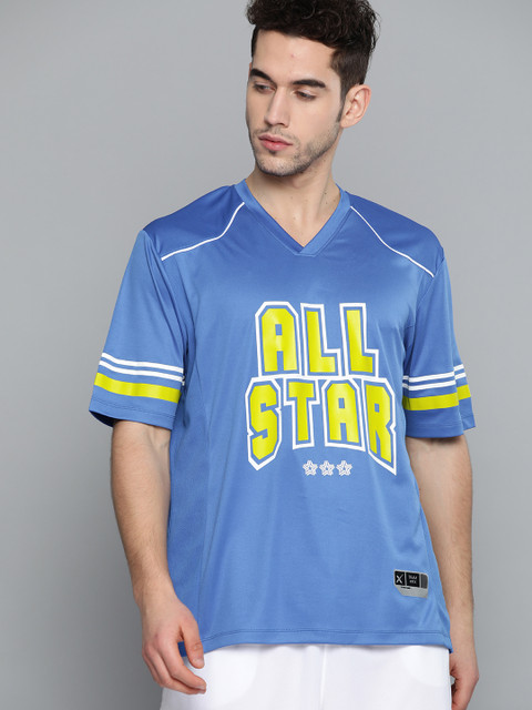 

HRX by Hrithik Roshan Men Strong Blue Printed Rapid-Dry Basketball T-shirt