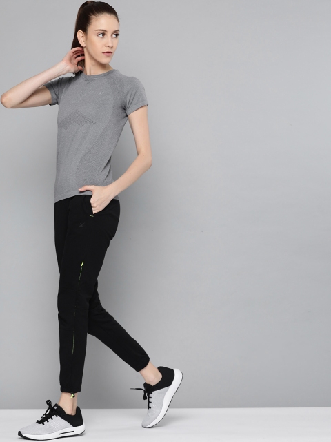 

HRX by Hrithik Roshan Women Grey Melange Solid Seamless Rapid-Dry Yoga T-shirt