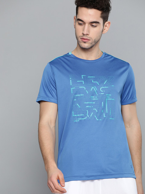 

HRX by Hrithik Roshan Men Strong Blue Printed Rapid-Dry Basketball T-shirt