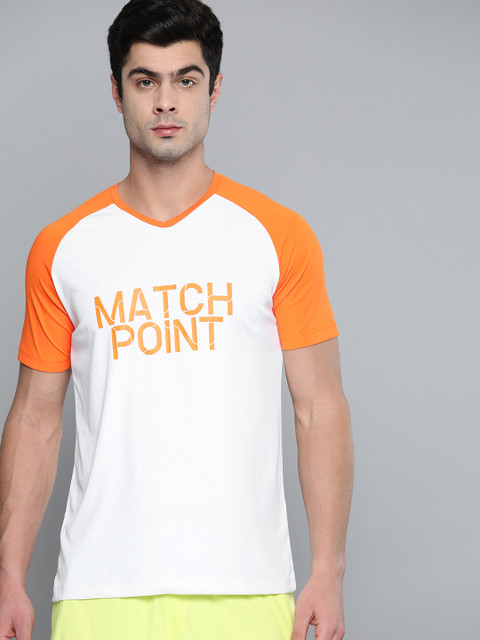 

HRX by Hrithik Roshan Men Optic White Printed Rapid-Dry Antimicrobial Racket Sport T-shirt