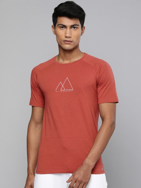 

HRX by Hrithik Roshan Men Tandoori Spice Solid Organic Cotton Bio-Wash Yoga T-shirt, Rust