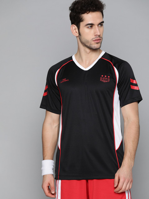 

HRX by Hrithik Roshan Men Jet Black Solid Rapid-Dry Football T-shirt