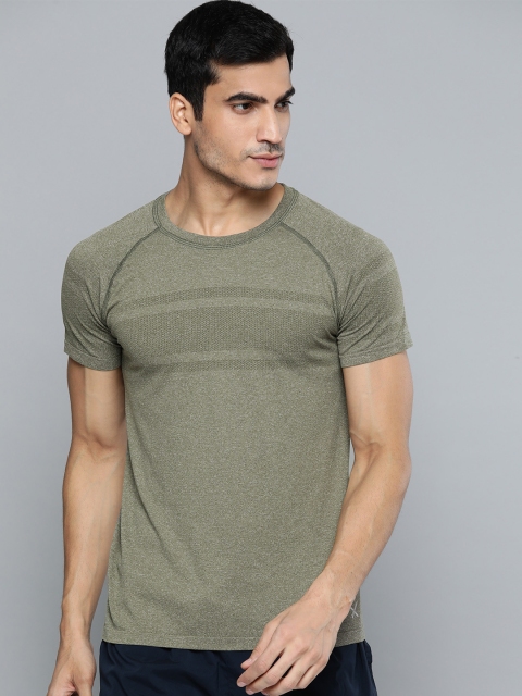 

HRX by Hrithik Roshan Men Black Forest Solid Seamless Rapid-Dry Yoga T-shirt, Olive