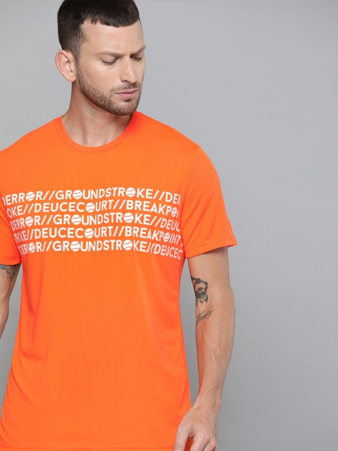 

HRX by Hrithik Roshan Men Orange Solid Rapid-Dry Antimicrobial Racket Sport T-shirt