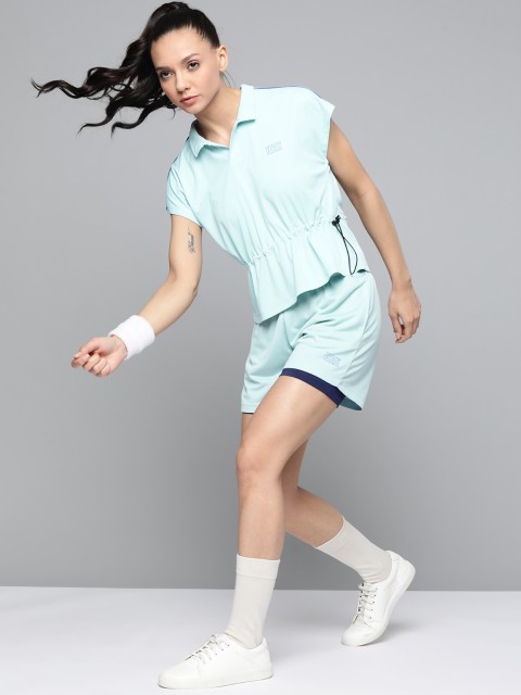 

HRX by Hrithik Roshan Women Crystal Blue Solid Rapid-Dry Racket Sport T-shirt