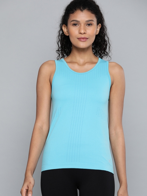 

HRX by Hrithik Roshan Women Blue Horizon Solid Seamless Rapid-Dry Running T-shirt