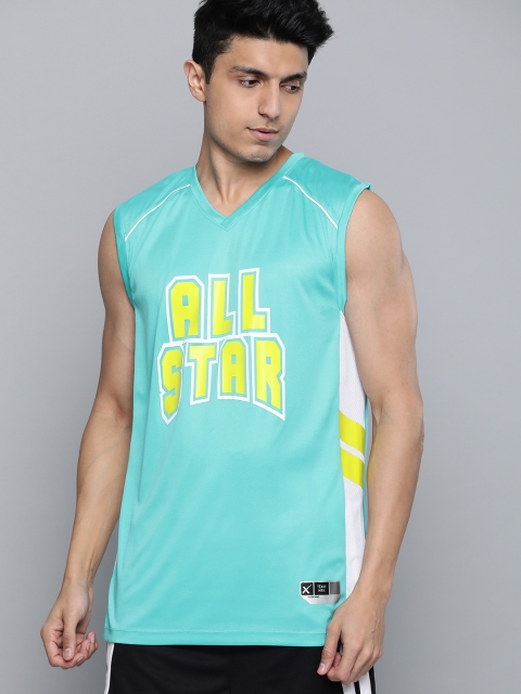 

HRX by Hrithik Roshan Men Peacock Blue Printed Rapid-Dry Basketball T-shirt