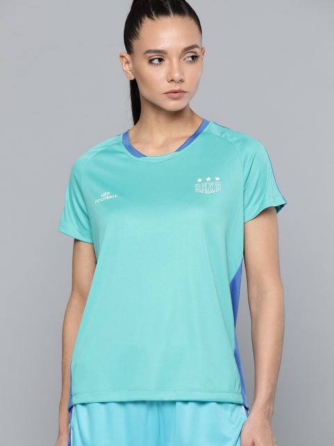 

HRX by Hrithik Roshan Women Peacock Blue Solid Rapid-Dry Football T-shirt