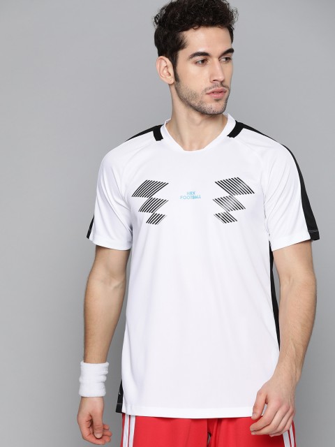 

HRX by Hrithik Roshan Men Optic White Printed Rapid-Dry Football T-shirt