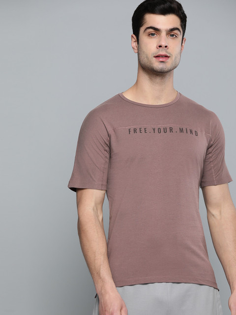 

HRX by Hrithik Roshan Men Flint Solid Organic Cotton Bio-Wash Yoga T-shirt, Mauve