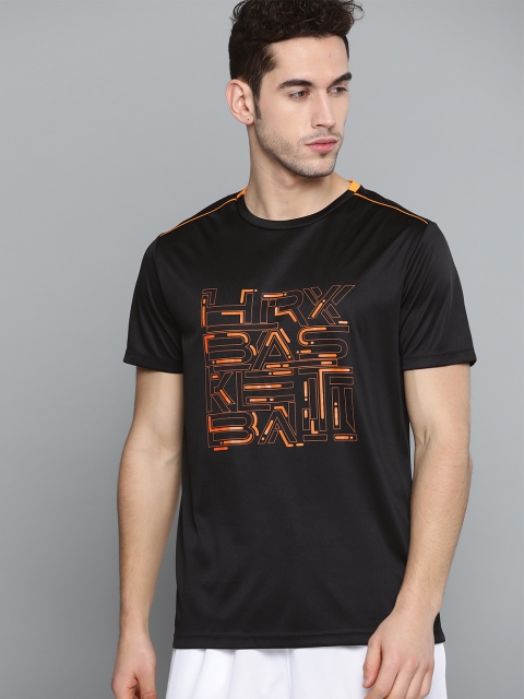 

HRX by Hrithik Roshan Men Jet Black Printed Rapid-Dry Basketball T-shirt