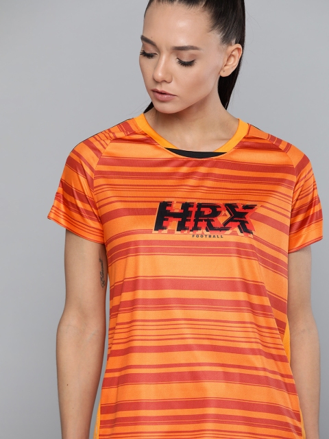 

HRX by Hrithik Roshan Women Orange Brand Logo Rapid-Dry Football T-shirt
