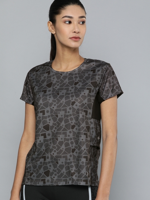 

HRX by Hrithik Roshan Women Grey and Black Printed Rapid-Dry Outdoor T-shirt
