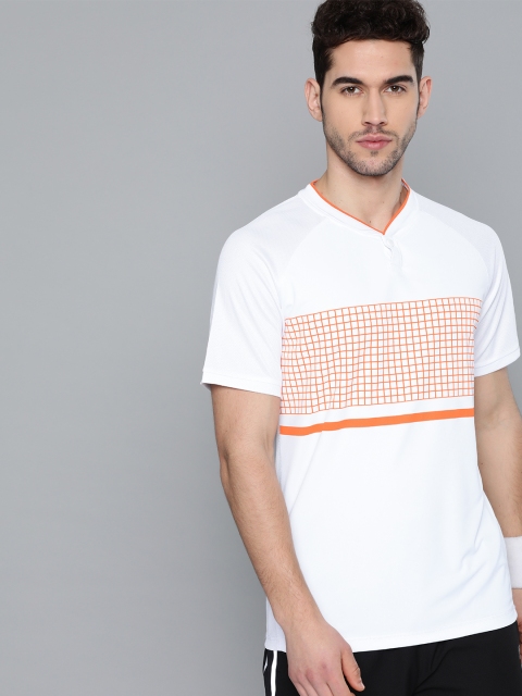 

HRX by Hrithik Roshan Men White Checked Rapid-Dry Antimicrobial Racket Sport T-shirt