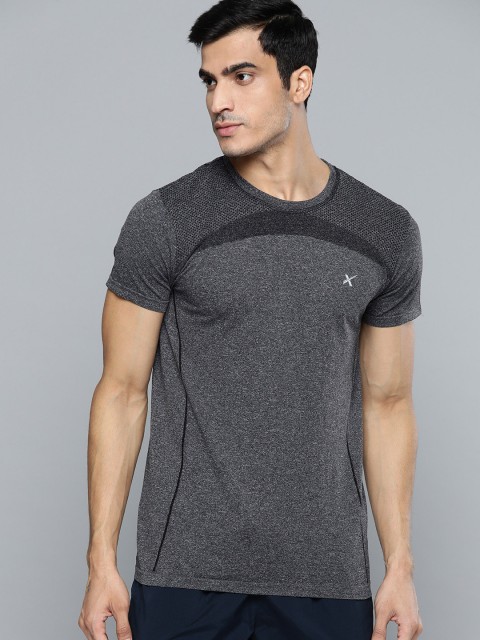 

HRX by Hrithik Roshan Men Anthra Melange Solid Seamless Rapid-Dry Yoga T-shirt, Charcoal