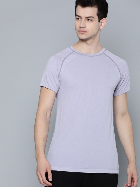 

HRX by Hrithik Roshan Men Lavender Solid Seamless Rapid-Dry Yoga T-shirt