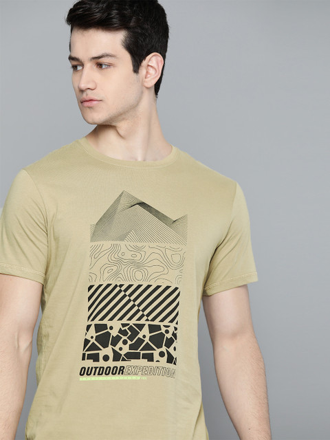 

HRX by Hrithik Roshan Men Bassa Nova Printed Bio-Wash Outdoor Pure Cotton T-shirt, Olive