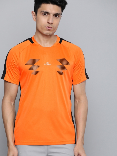 

HRX by Hrithik Roshan Men Oriole Solid Rapid-Dry Football T-shirt, Orange
