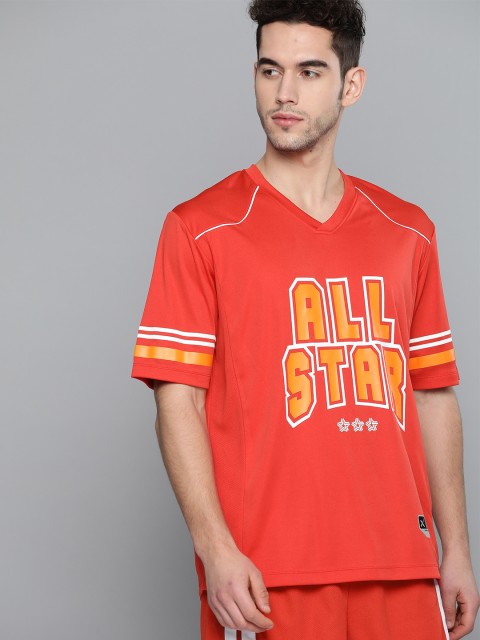 

HRX by Hrithik Roshan Men High Risk Red Printed Rapid-Dry Basketball T-shirt