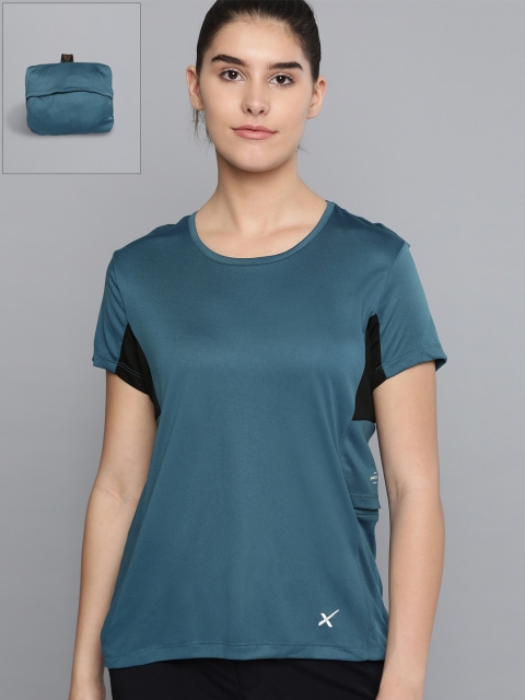 

HRX by Hrithik Roshan Women Real Teal Solid Rapid-Dry Outdoor Packable T-shirt