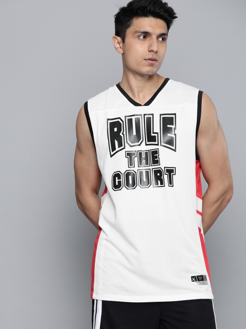 

HRX by Hrithik Roshan Men Optic White Printed Rapid-Dry Basketball T-shirt