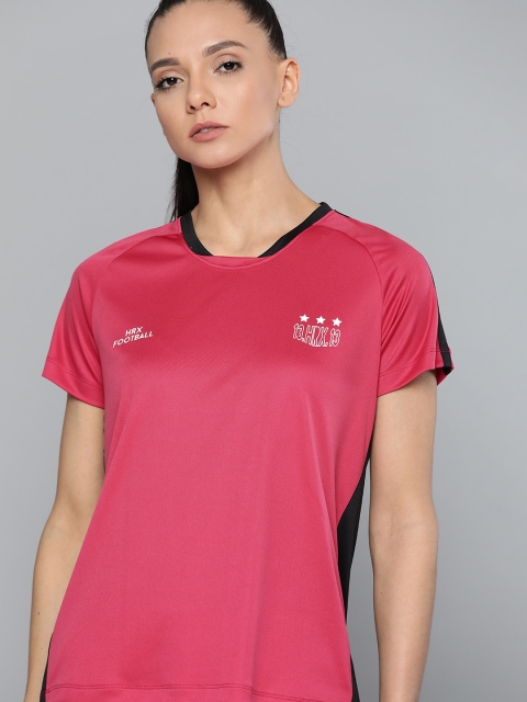 

HRX by Hrithik Roshan Women Raspberry Sorbet Solid Rapid-Dry Football T-shirt, Pink