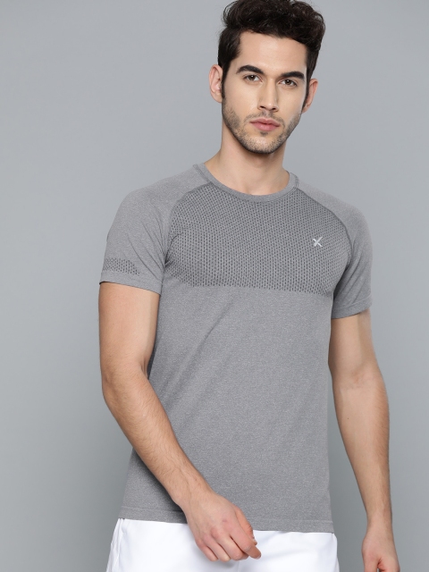 

HRX by Hrithik Roshan Men Grey Melange Solid Seamless Rapid-Dry Running T-shirt
