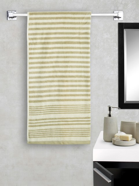 

SPACES Olive Green & Off-White Striped Cotton Bath Towel