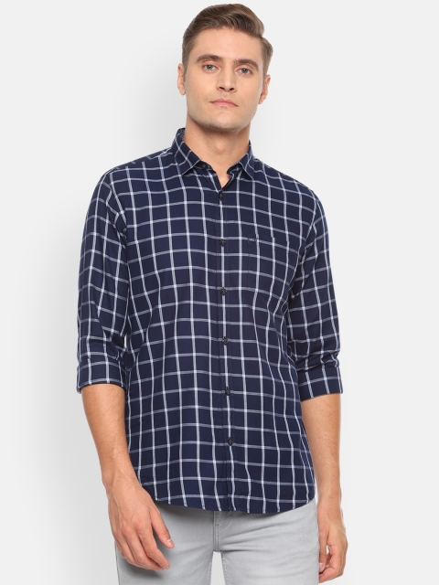 

Van Heusen Sport Men Navy Blue & White Slim Fit Checked Casual Shirt