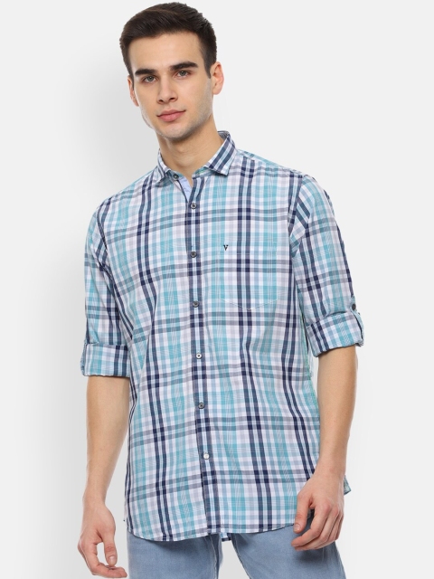 

Van Heusen Sport Men Blue & White Checked Antiviral Slim Fit Shirt