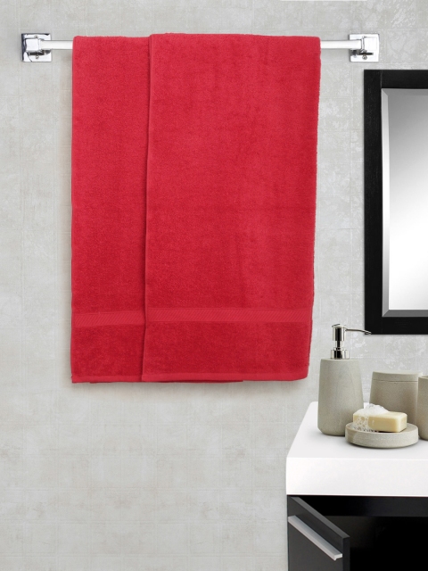 

WELHOME Red 100% Cotton Set of 2 Bath Towels