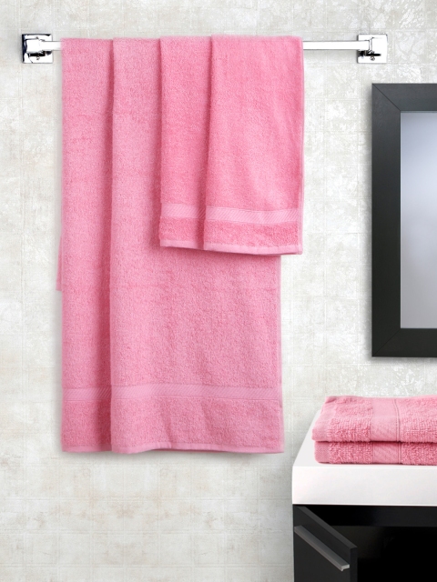 

WELHOME Pink Cotton Set of 6 Towels