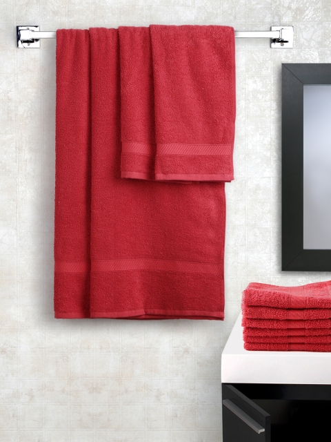 

WELHOME Red 100% Cotton Set of 10 Towels
