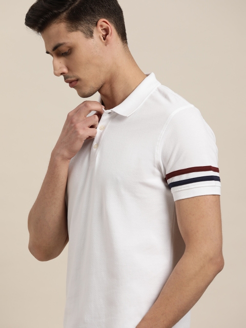 

INVICTUS Men White Solid Polo Collar Anti Microbial Pure Cotton T-shirt