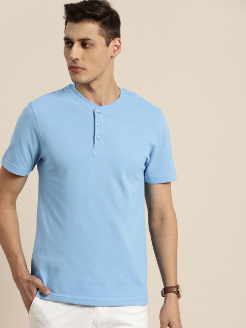 

INVICTUS Men Blue Slim Fit Solid Henley Neck Antimicrobial T-shirt