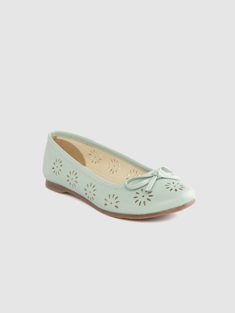 

YK Girls Mint Green Laser Cut Ballerinas with Bow Detail