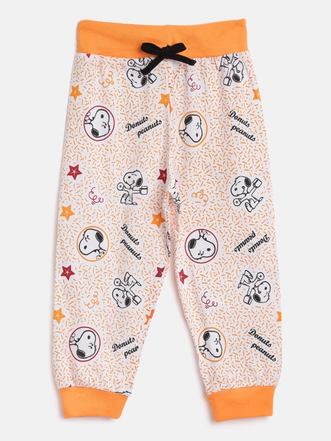 

Eteenz Boys White & Orange Snoopy Print Joggers