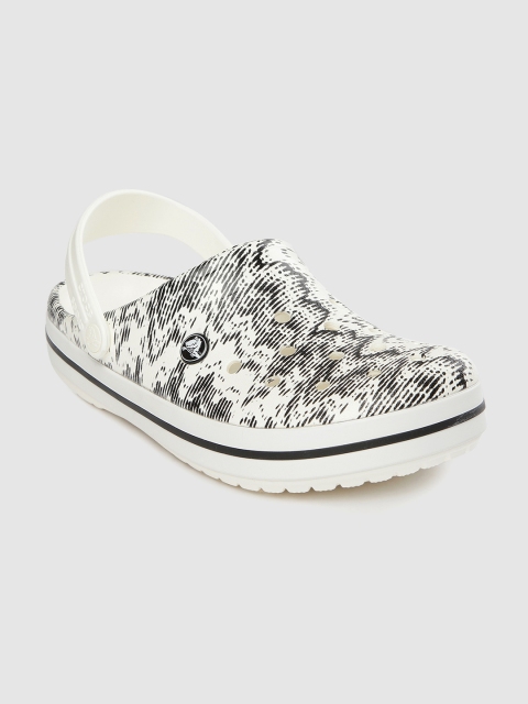 

Crocs Unisex White & Black Printed Clogs