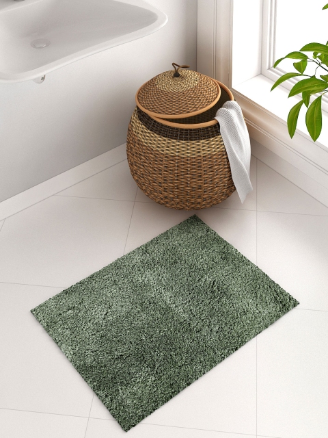 

WELHOME Unwinders Green Drylon Rectangular Bath Rug